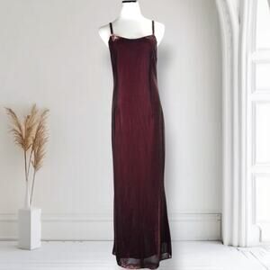 Vintage Zum Zum Niki Livas Burgundy Open Back Maxi Dress 90s USA S 8